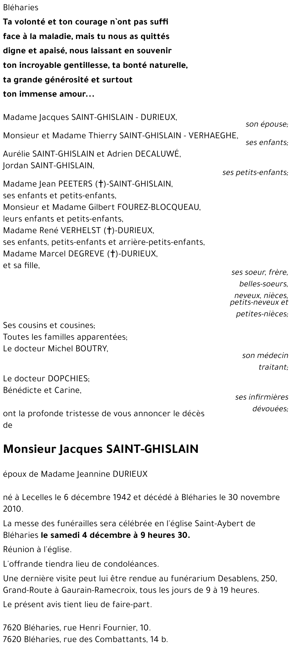 Jacques SAINT-GHISLAIN