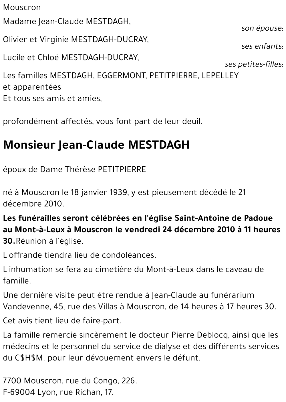 Jean-Claude MESTDAGH