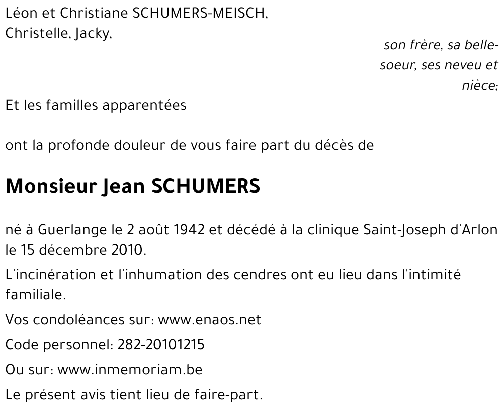 Jean SCHUMERS