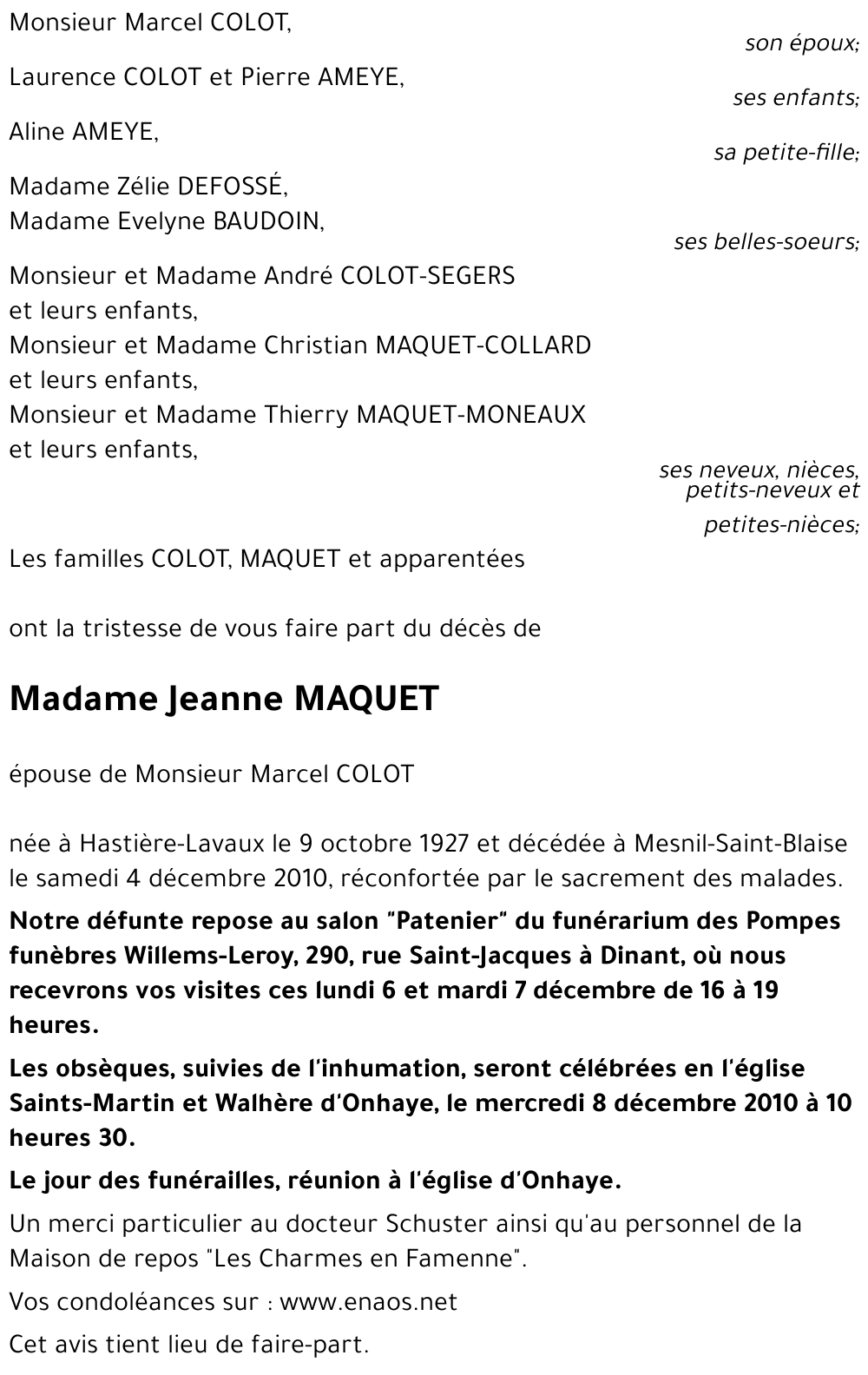 Jeanne MAQUET