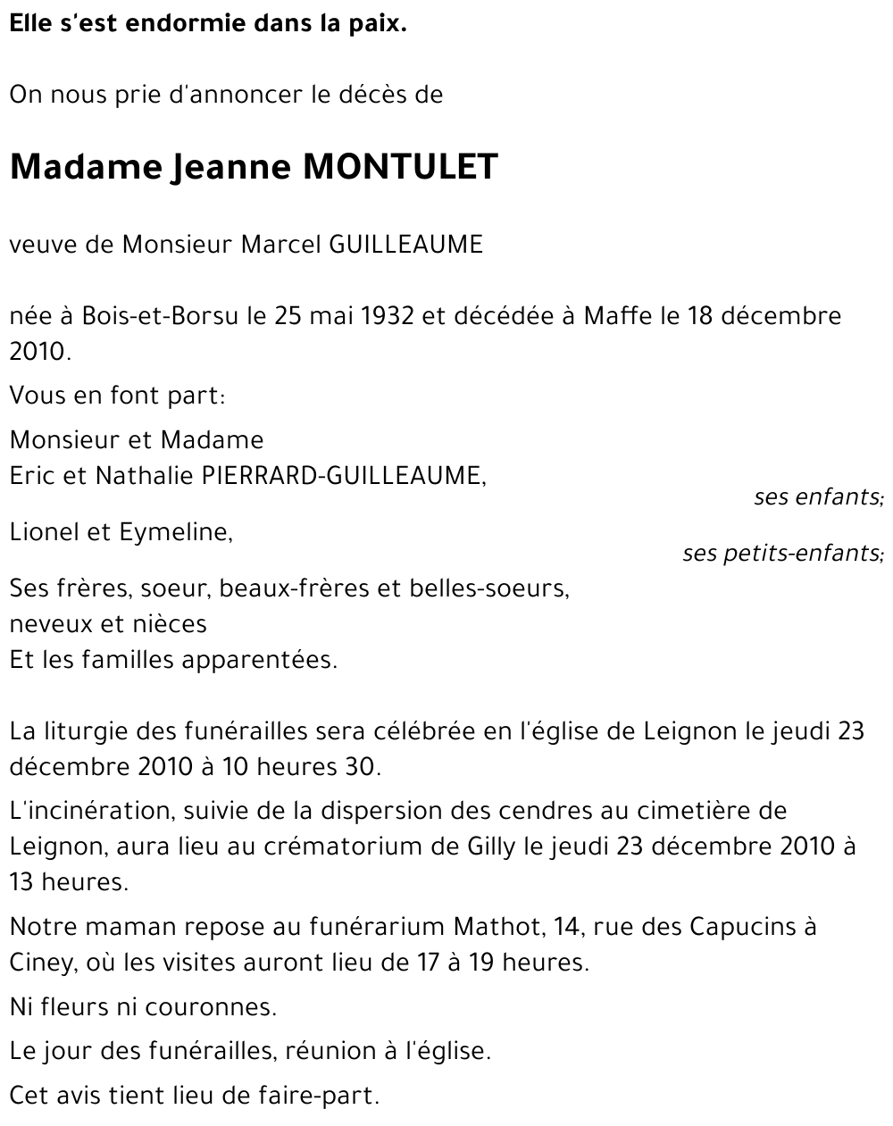 Jeanne MONTULET
