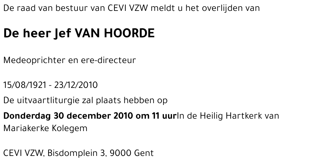 Jef VAN HOORDE