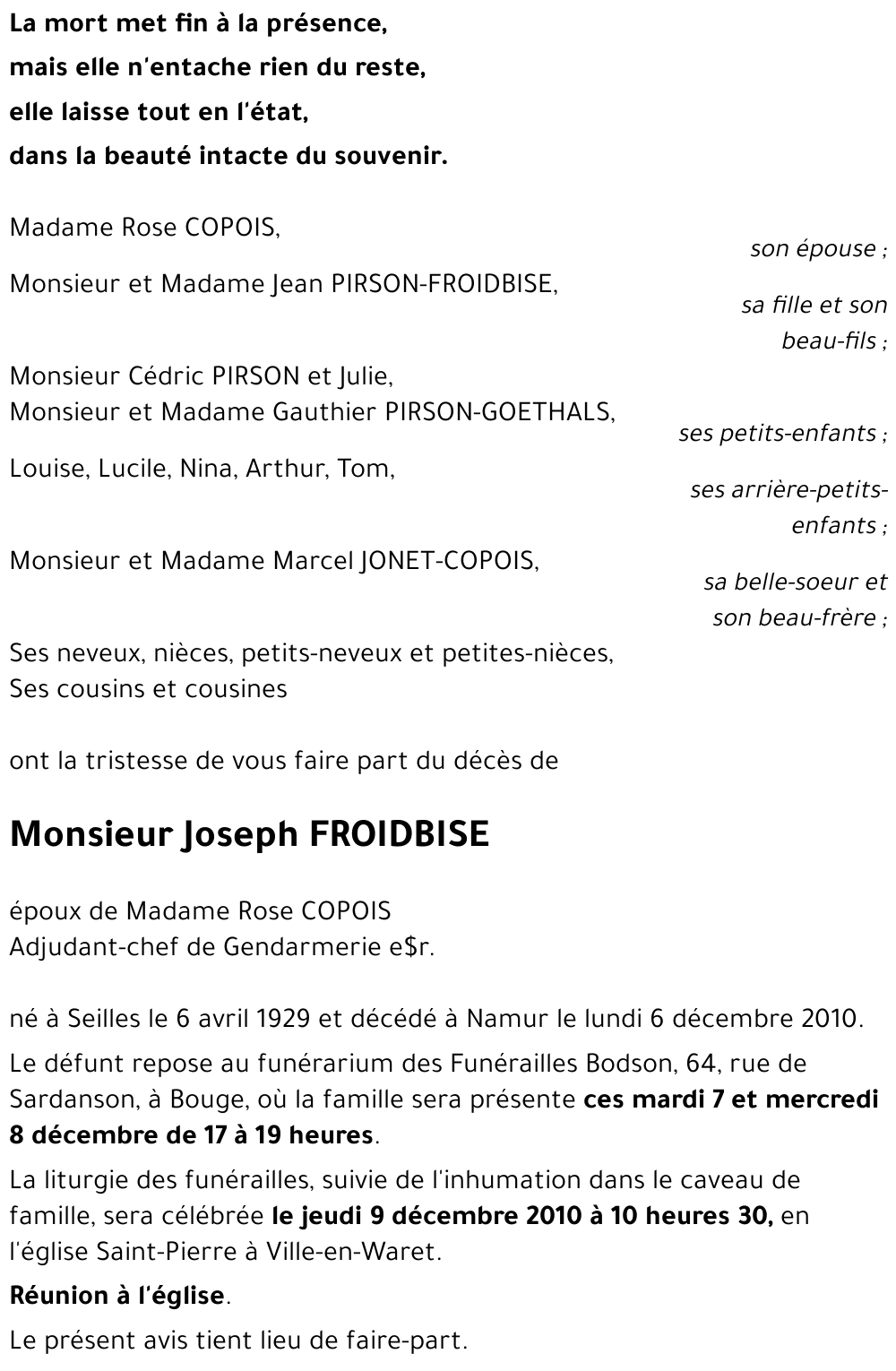 Joseph FROIDBISE