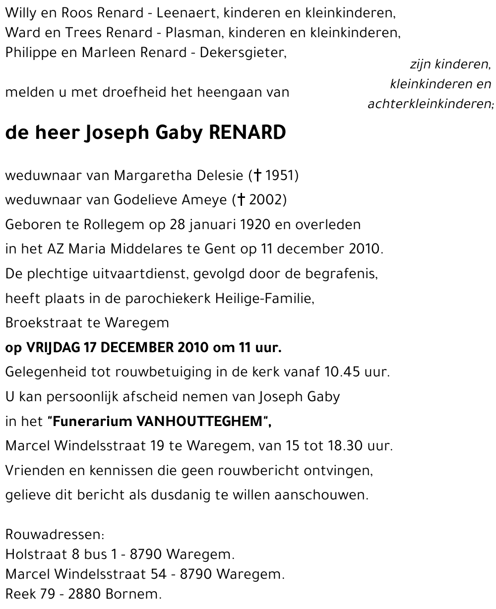 Joseph Gaby RENARD
