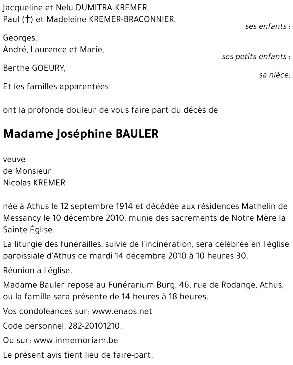 Joséphine BAULER
