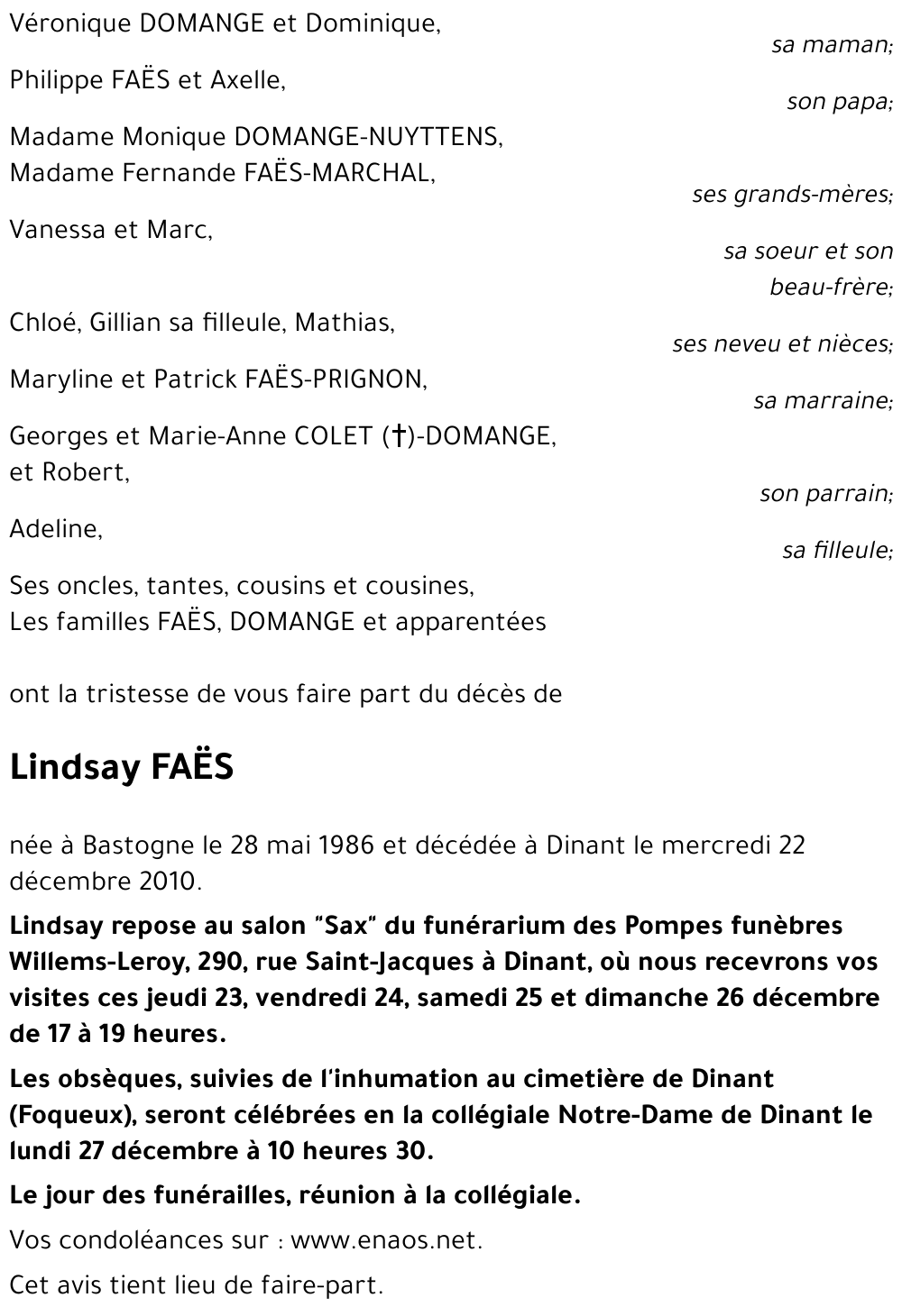 Lindsay FAËS