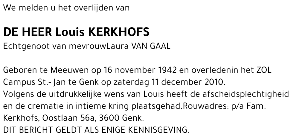 Louis KERKHOFS