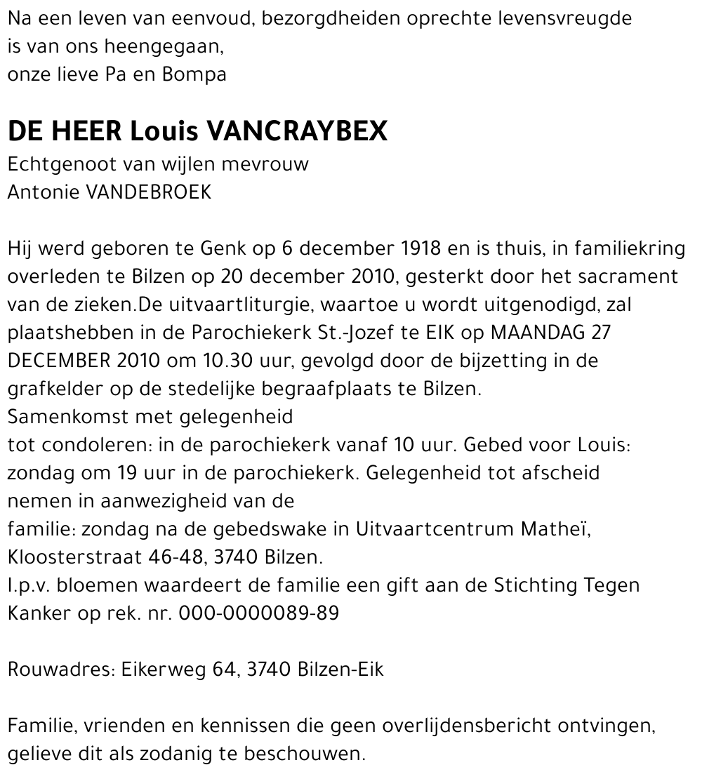 Louis VANCRAYBEX