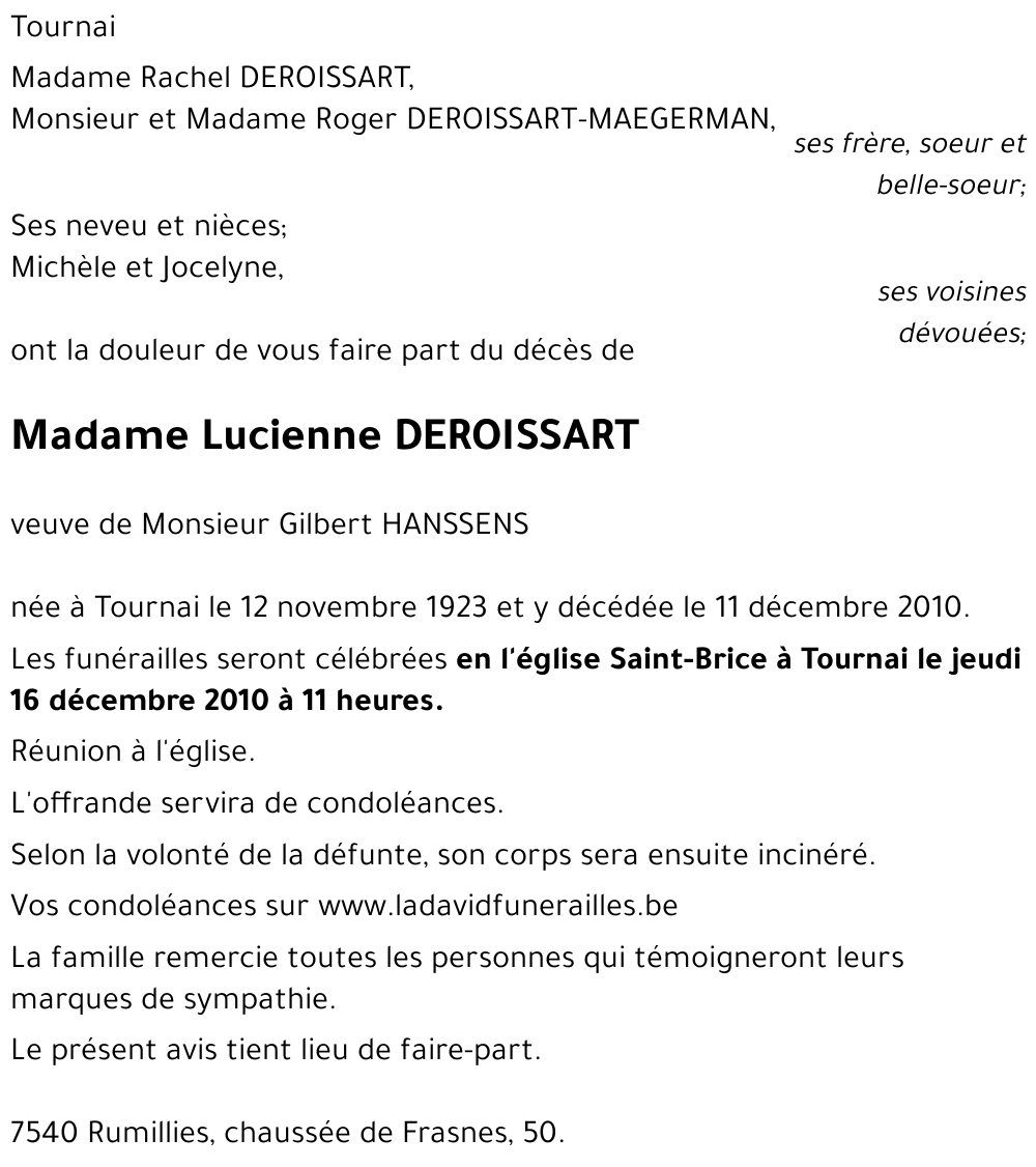 Lucienne DEROISSART