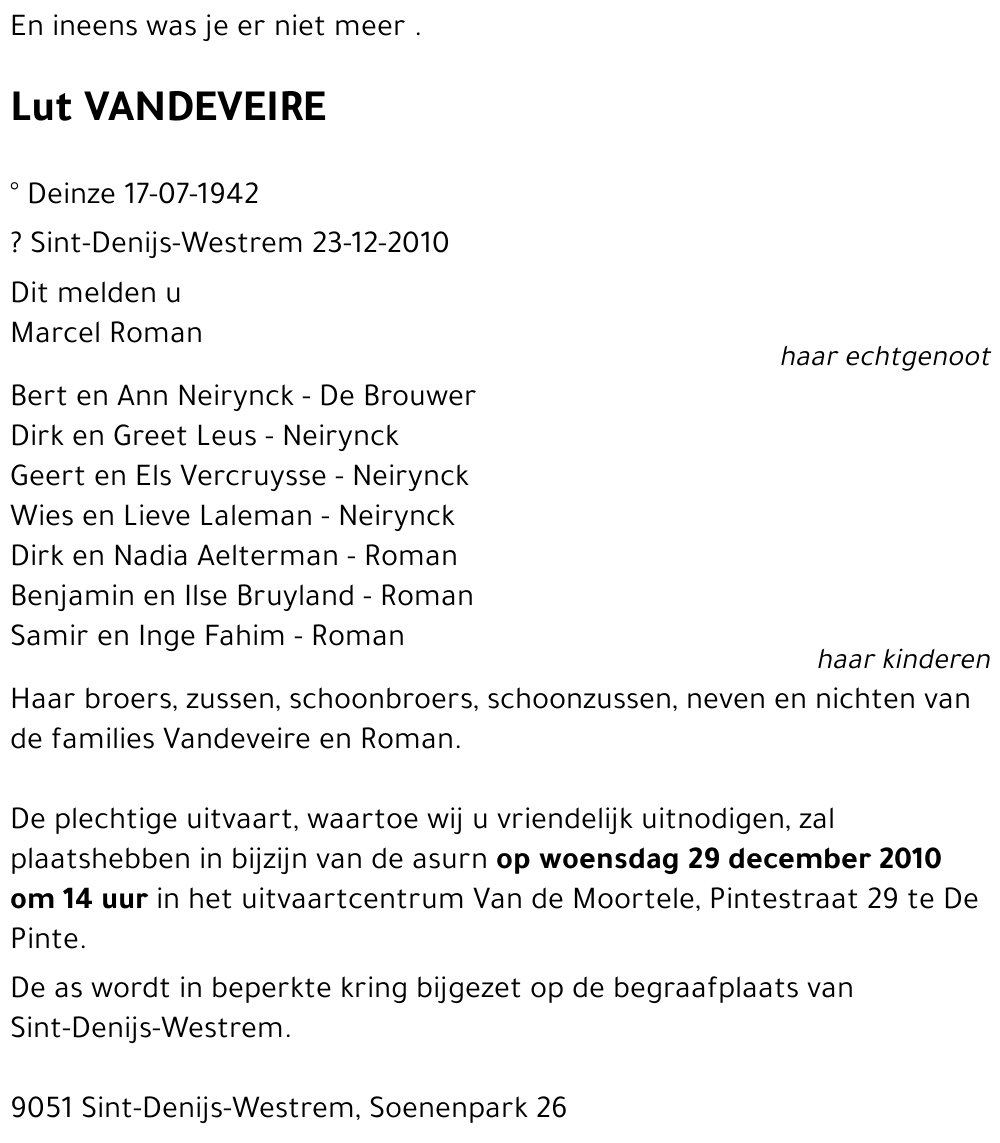 Lut VANDEVEIRE