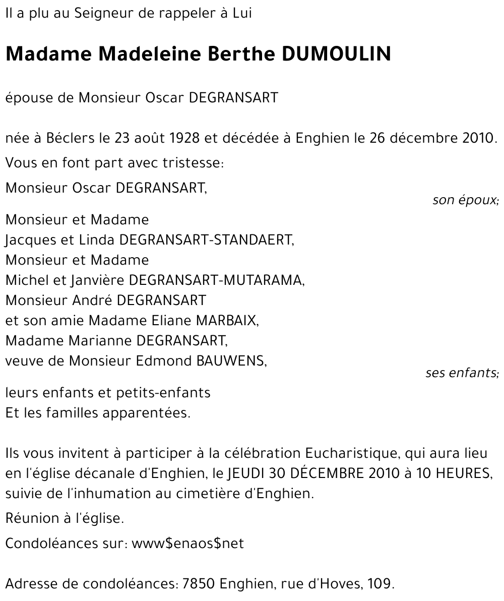 Madeleine Berthe DUMOULIN