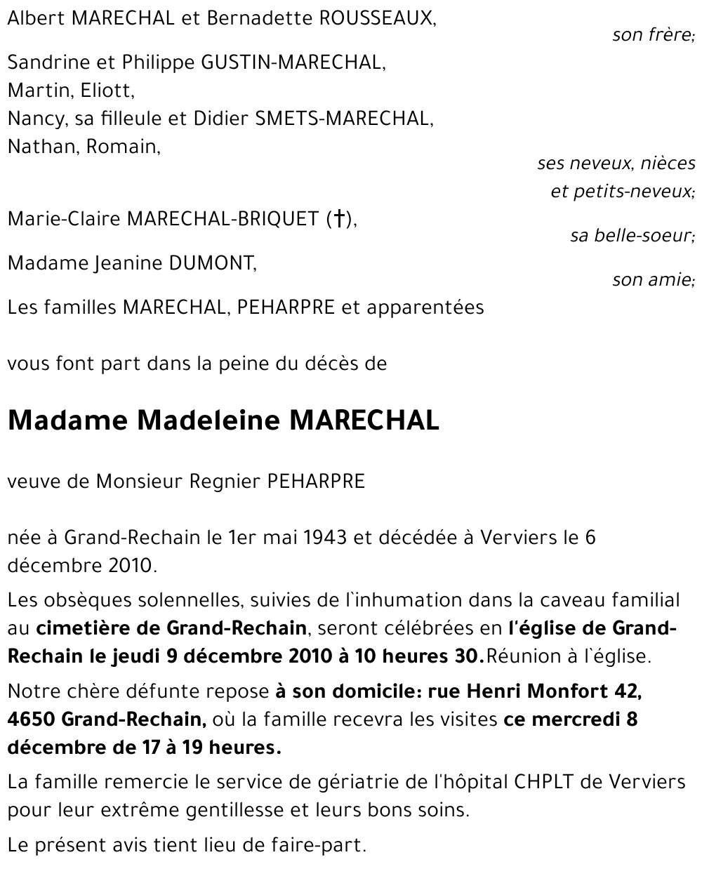 Madeleine MARECHAL