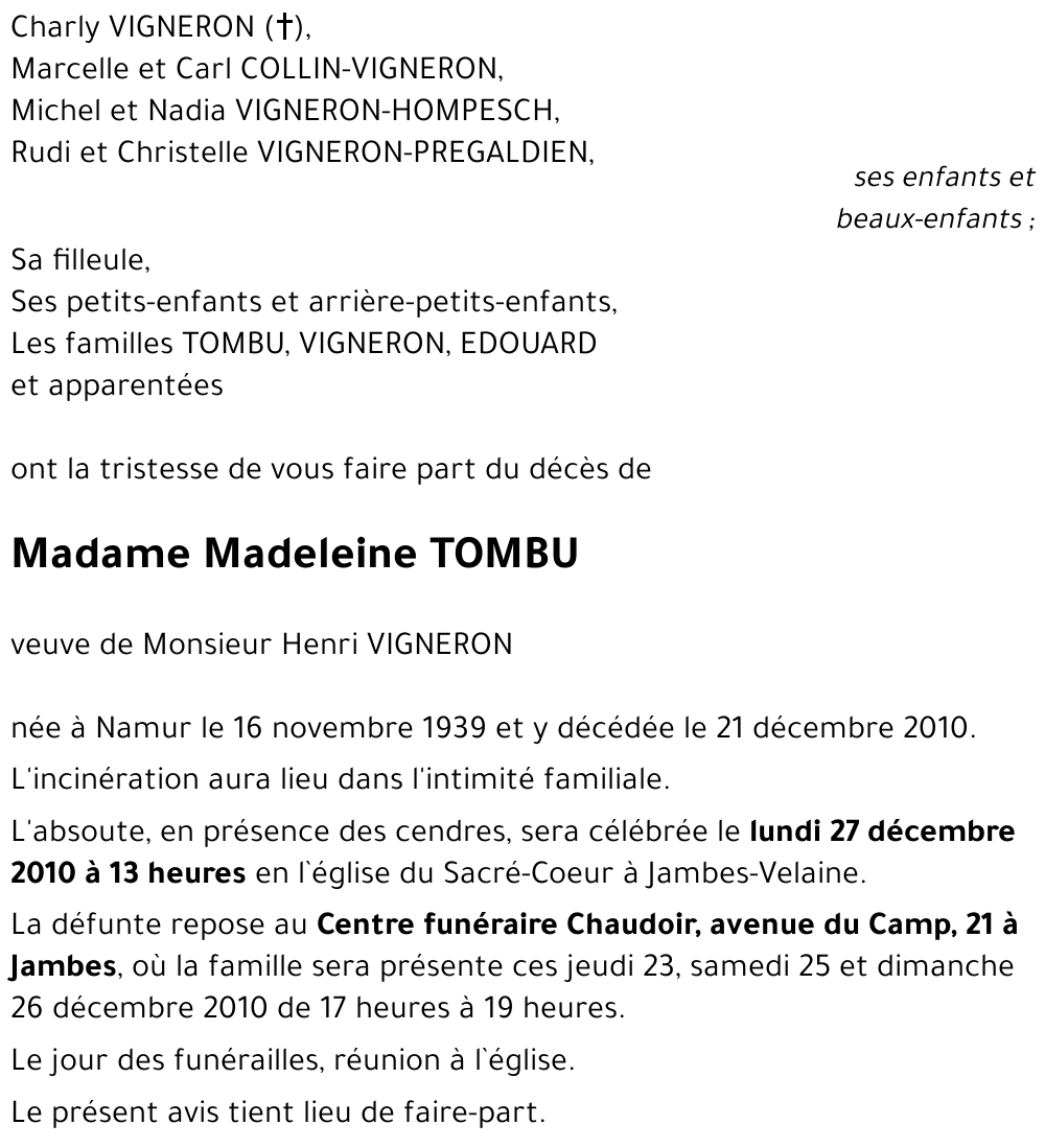 Madeleine TOMBU