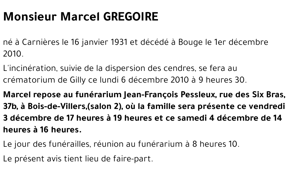 Marcel GREGOIRE