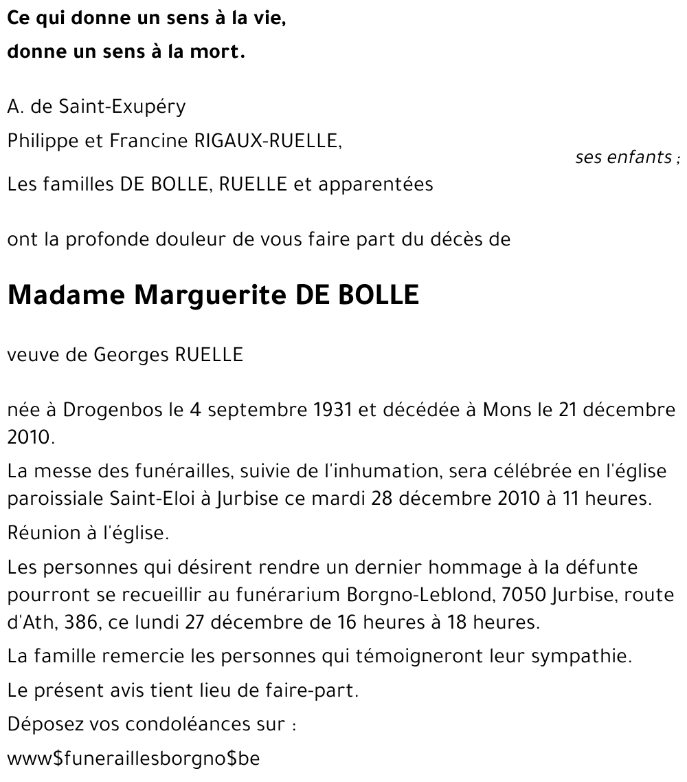 Marguerite DE BOLLE