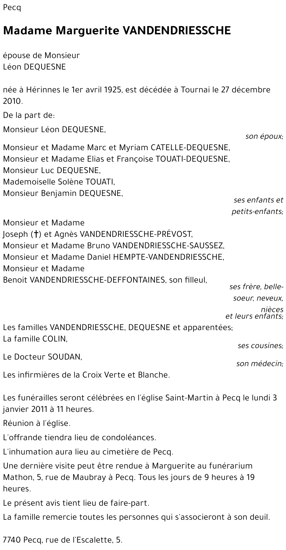 Marguerite VANDENDRIESSCHE