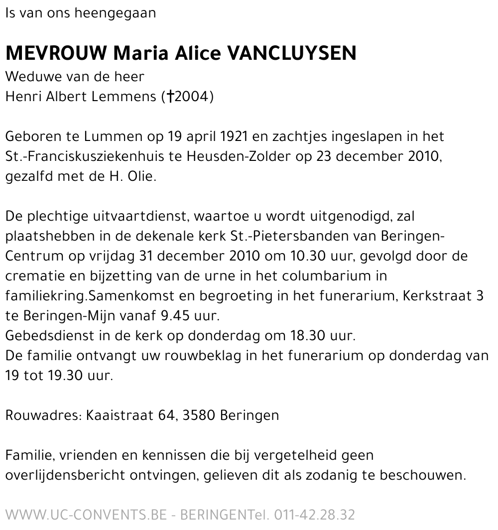 Maria Alice Vancluysen