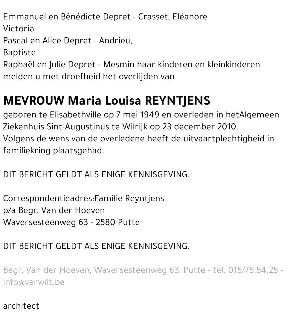 Maria Louisa Reyntjens