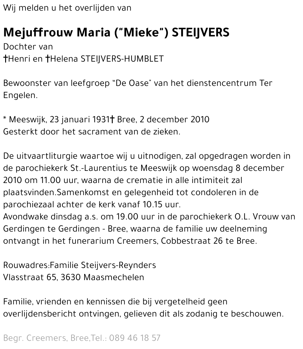 Maria Steijvers