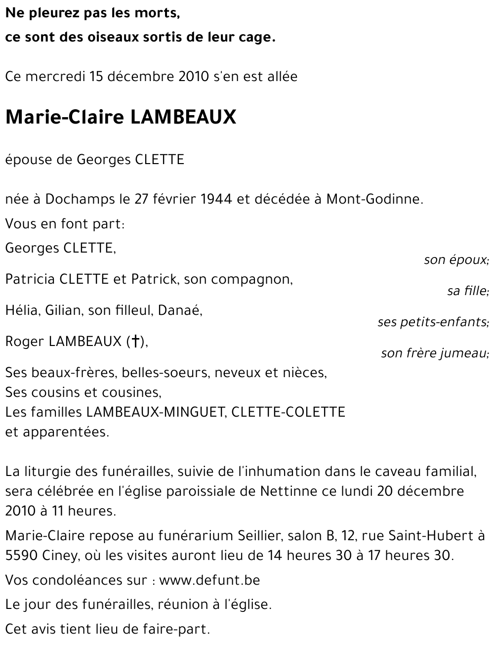 Marie-Claire LAMBEAUX