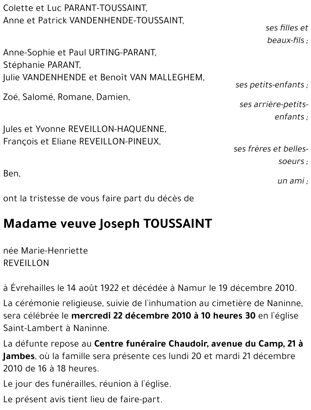 Marie-Henriette REVEILLON