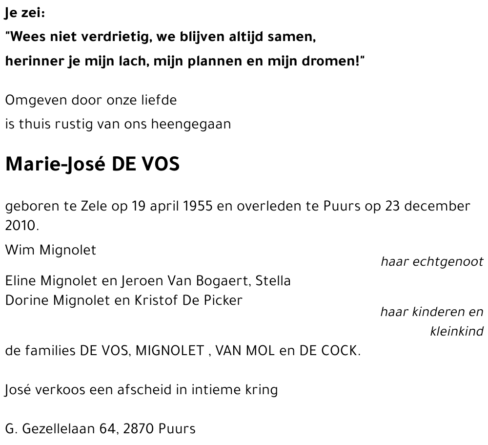 Marie-José DE VOS
