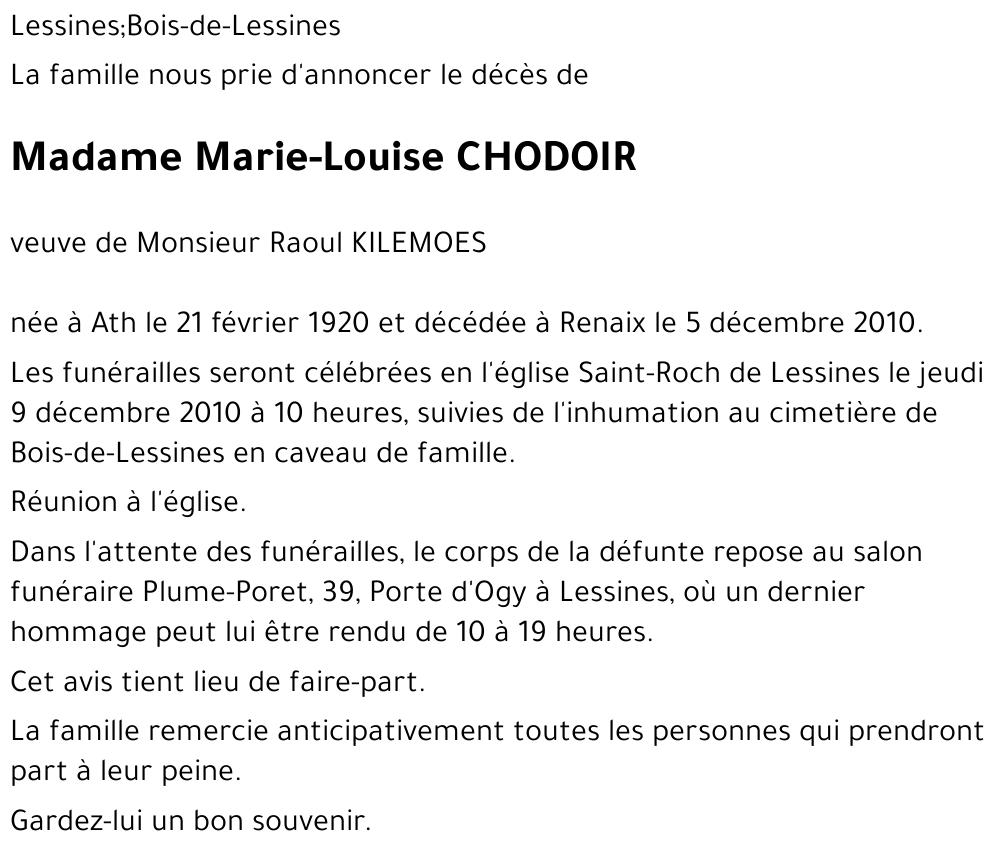 Marie-Louise CHODOIR