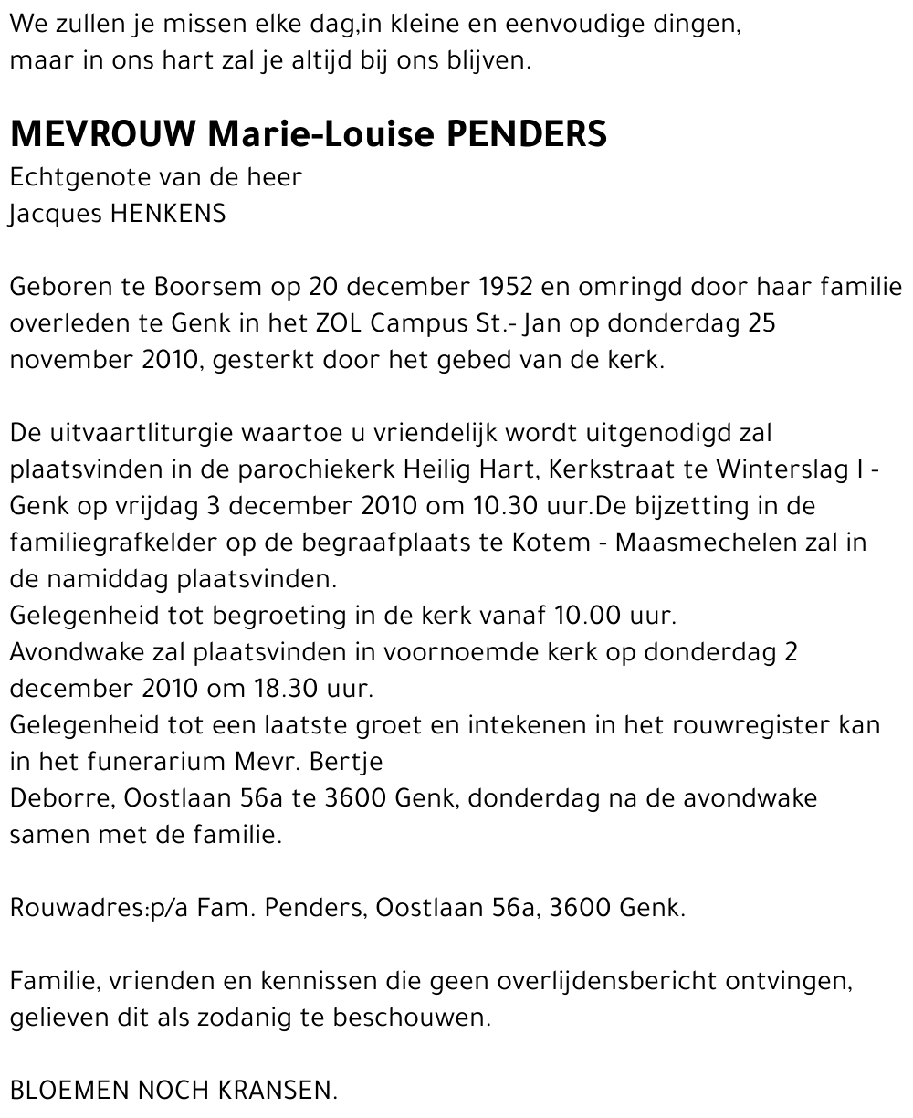 Marie-Louise PENDERS