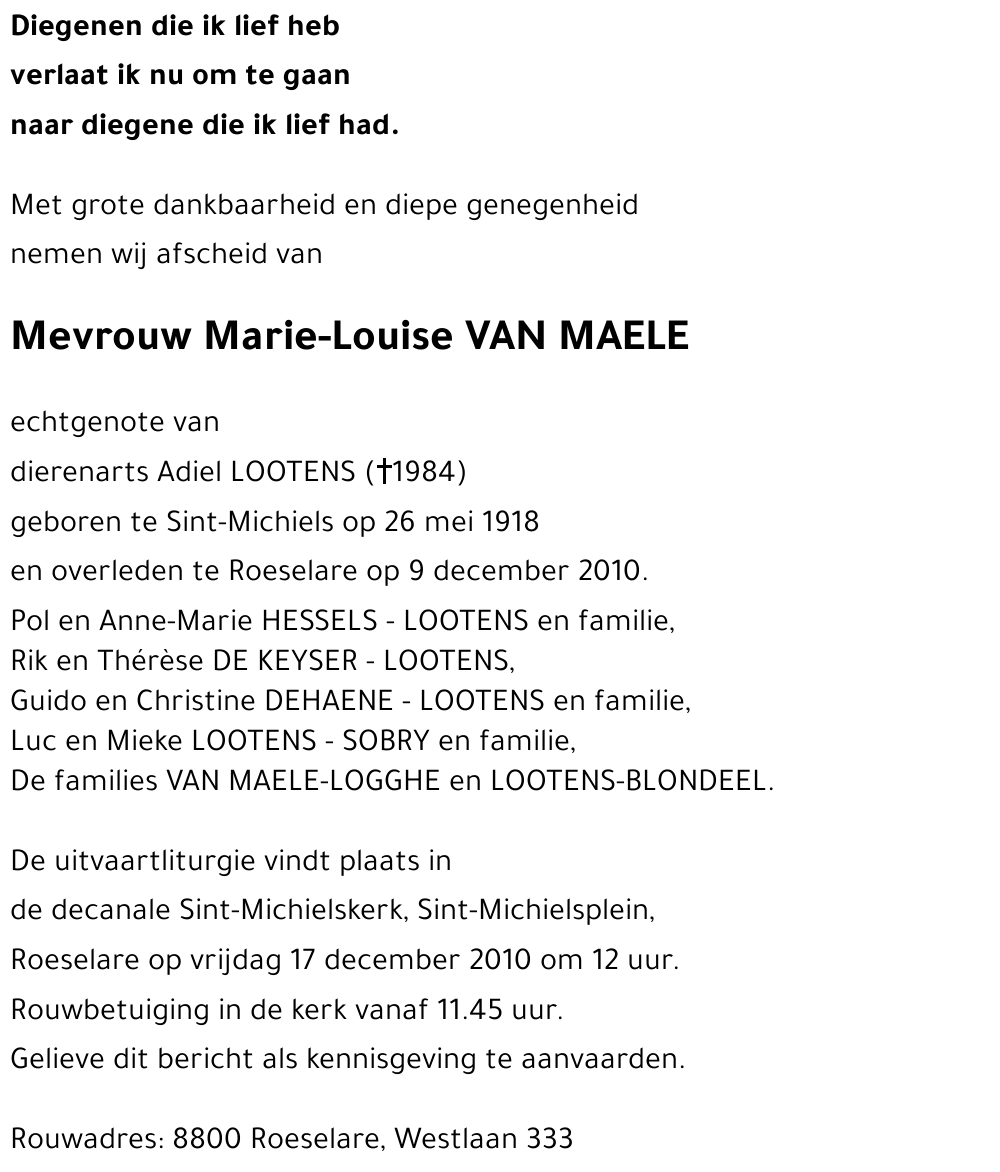 Marie-Louise VAN MAELE