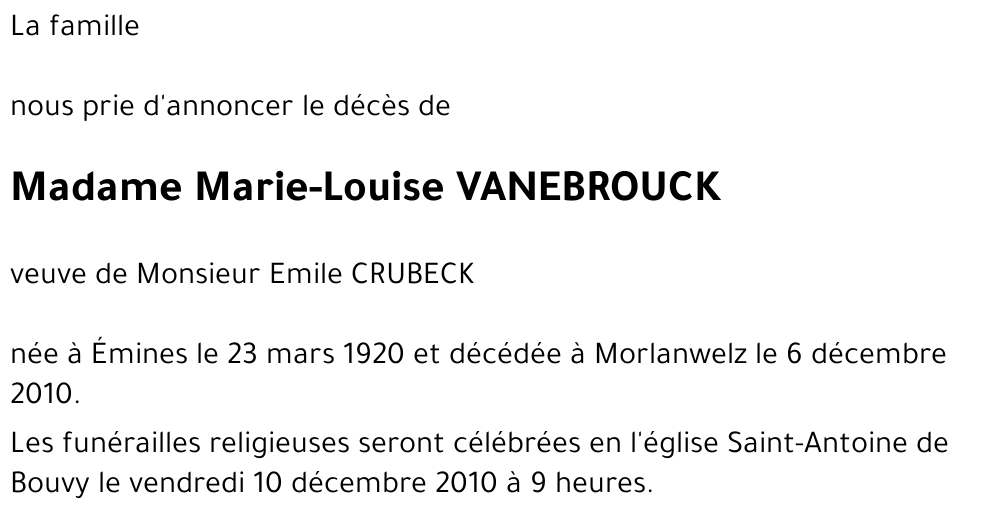 Marie-Louise VANEBROUCK