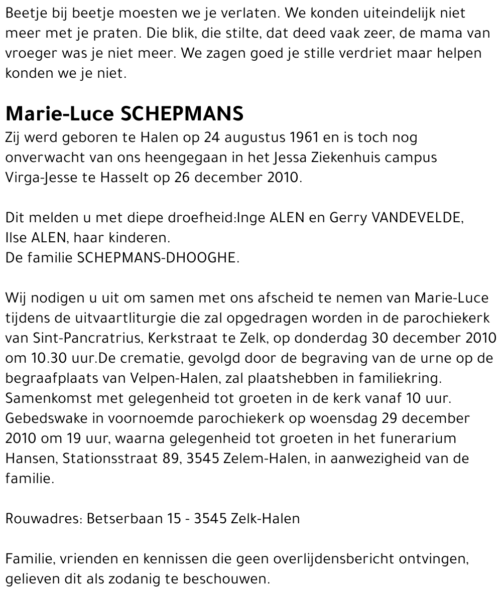 Marie Luce SCHEPMANS