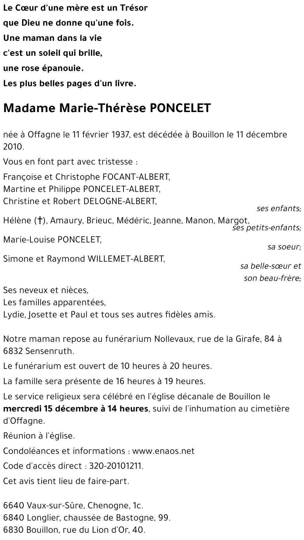 Marie-Thérèse PONCELET