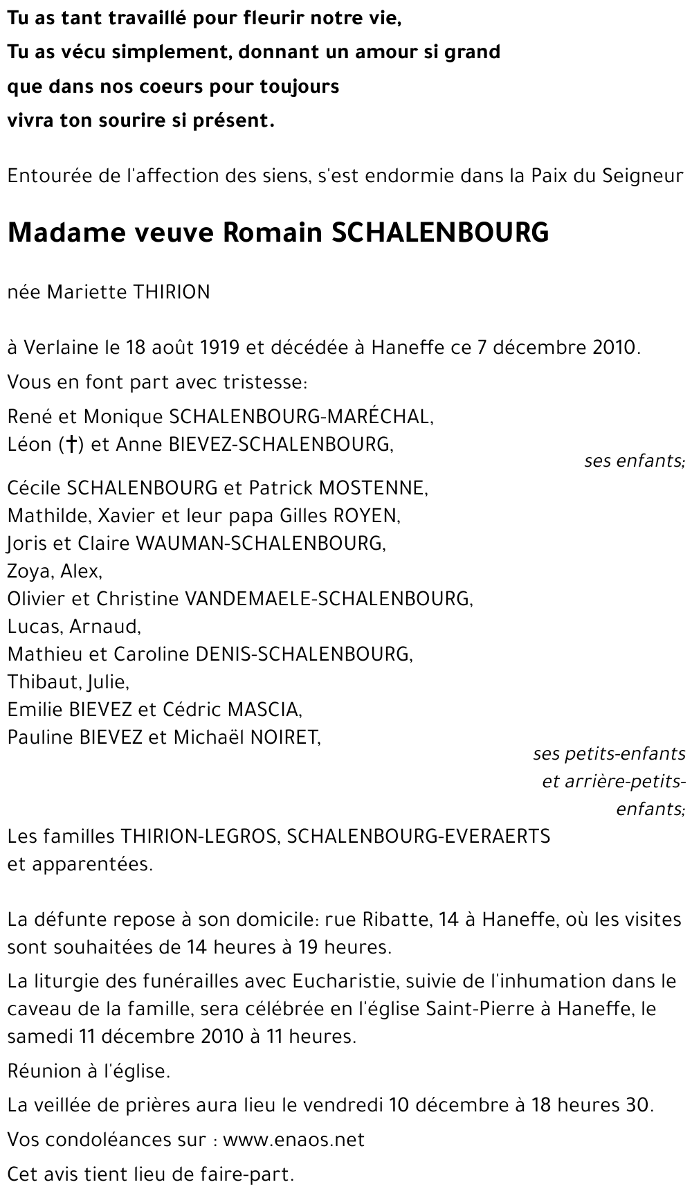 Mariette SCHALENBOURG (+) - THIRION
