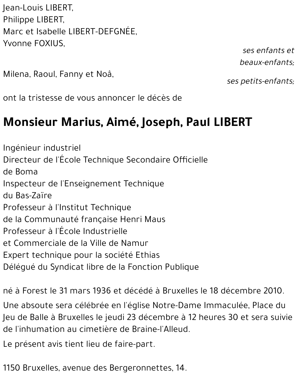 Marius, Aimé, Joseph, Paul LIBERT