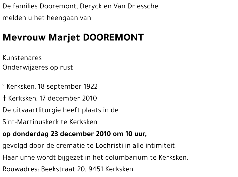 Marjet DOOREMONT