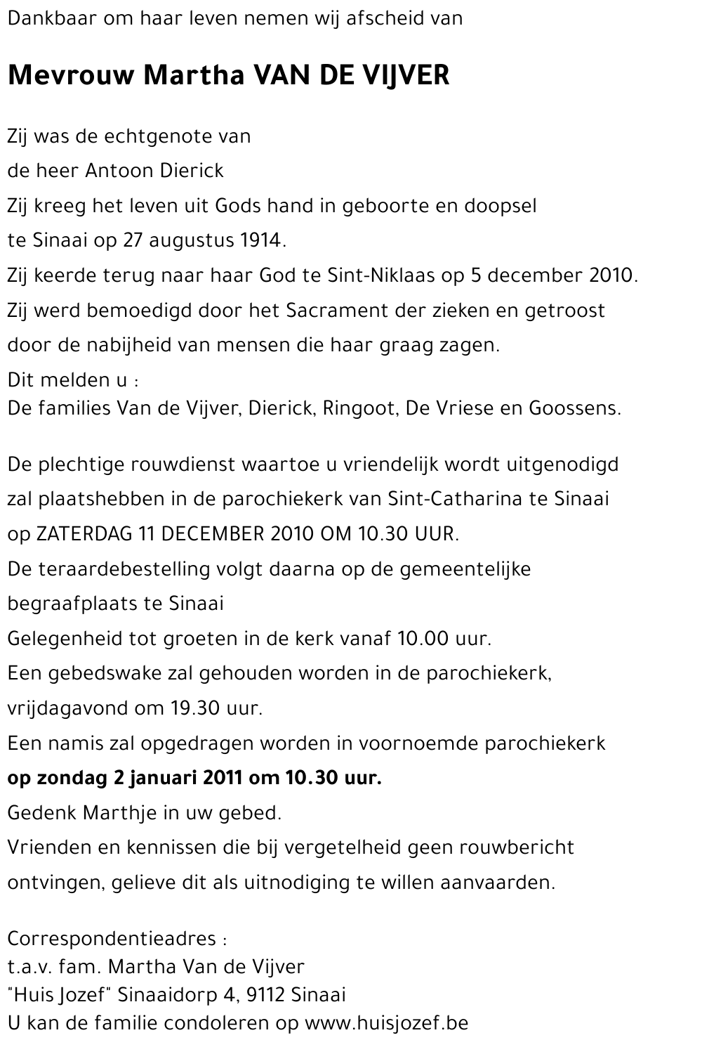 Martha VAN DE VIJVER