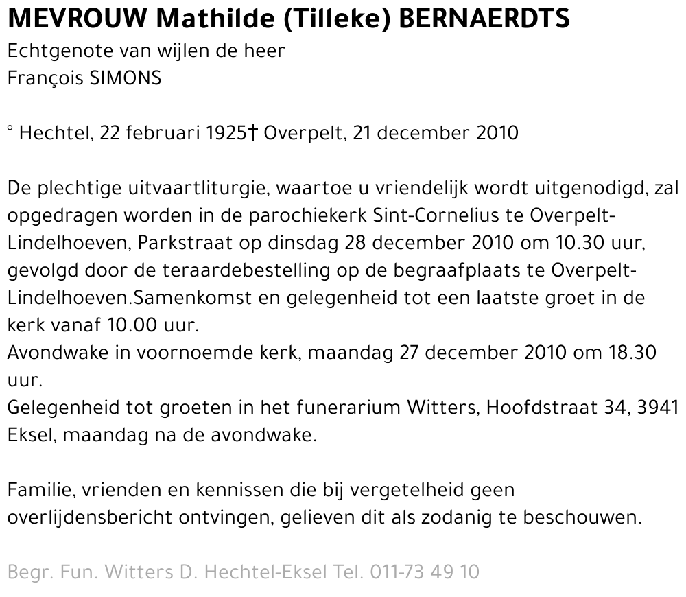 Mathilde (Tilleke) Bernaerdts