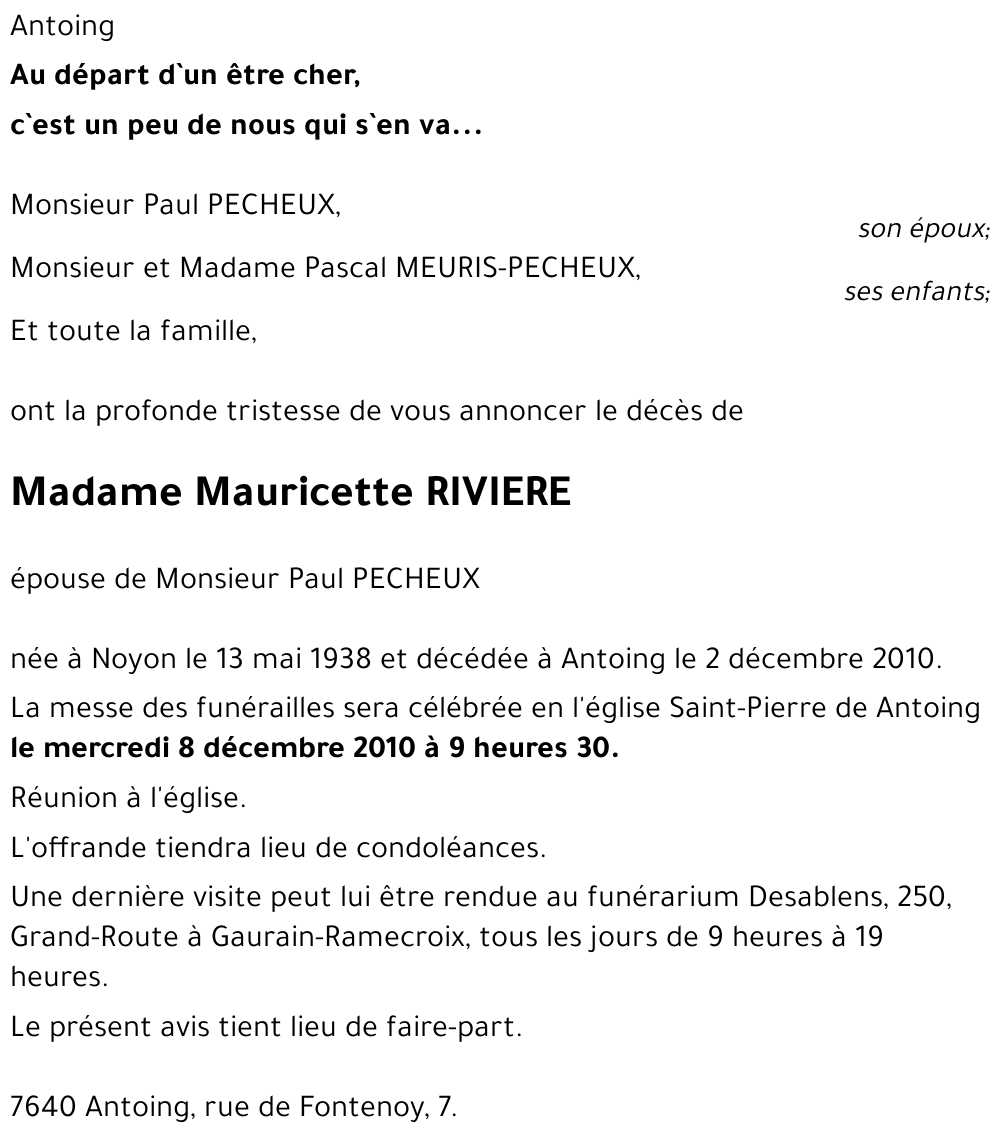Mauricette RIVIERE