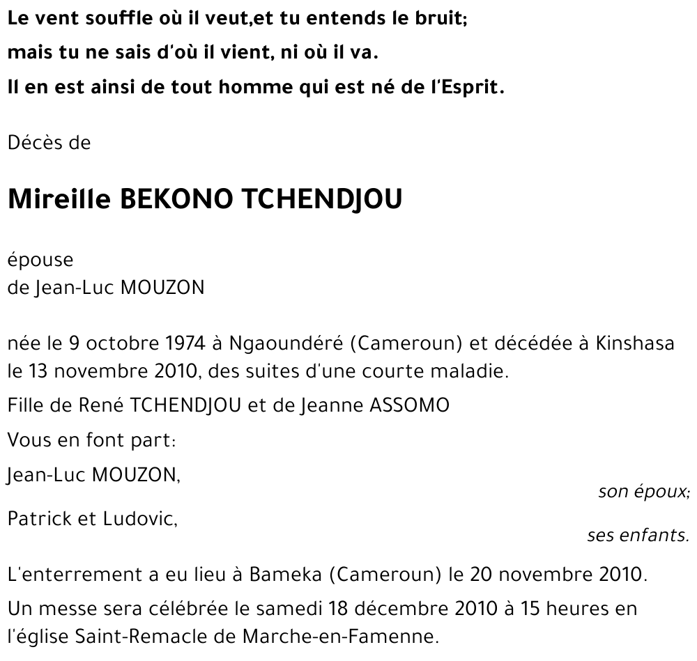 Mireille BEKONO TCHENDJOU