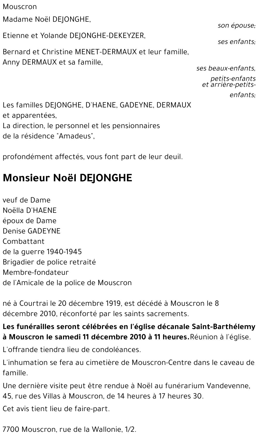 Noël DEJONGHE