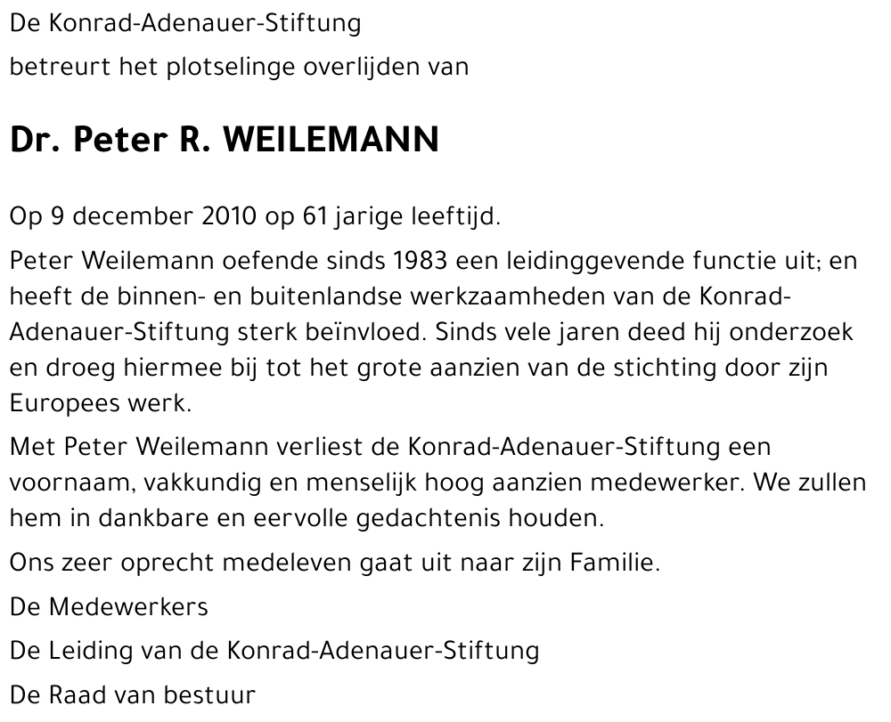 Peter R. WEILEMANN