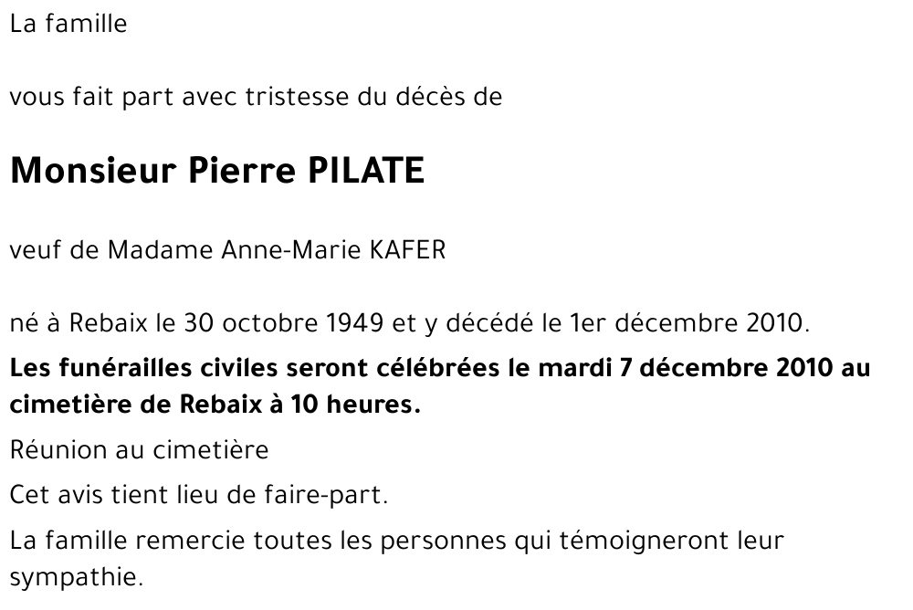 Pierre PILATE