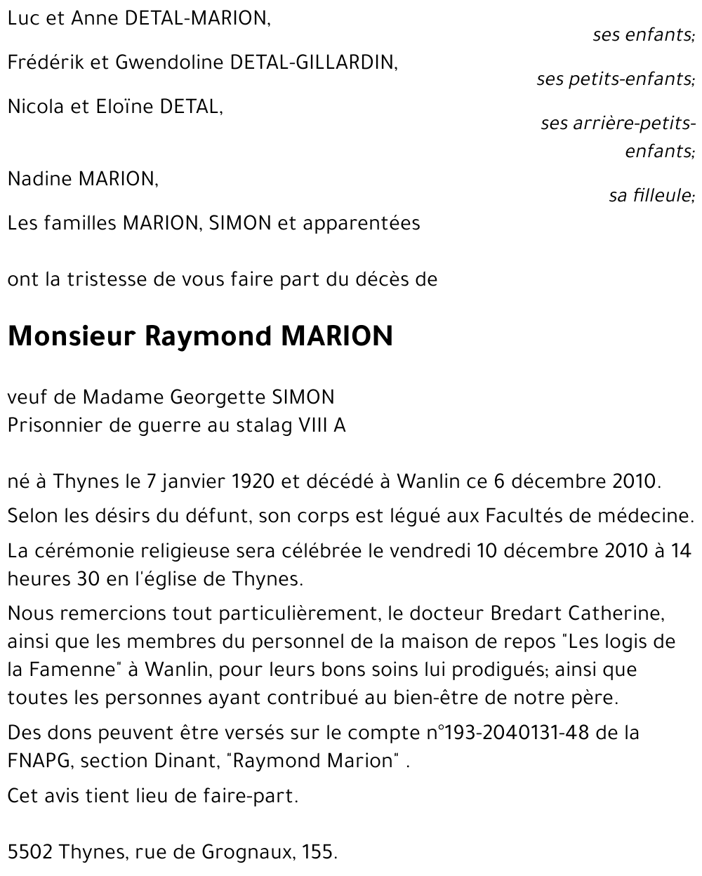 Raymond MARION