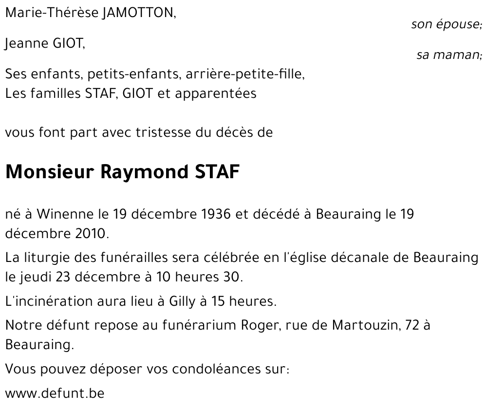 Raymond STAF