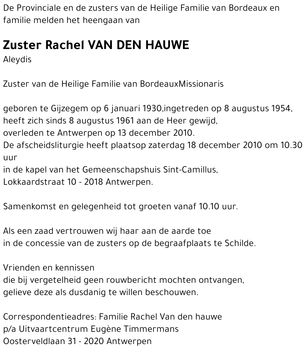 Rechel Van den Hauwe