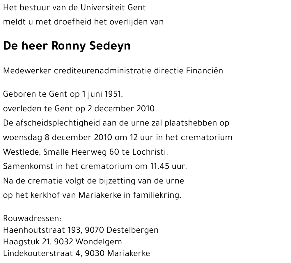 Ronny SEDEYN