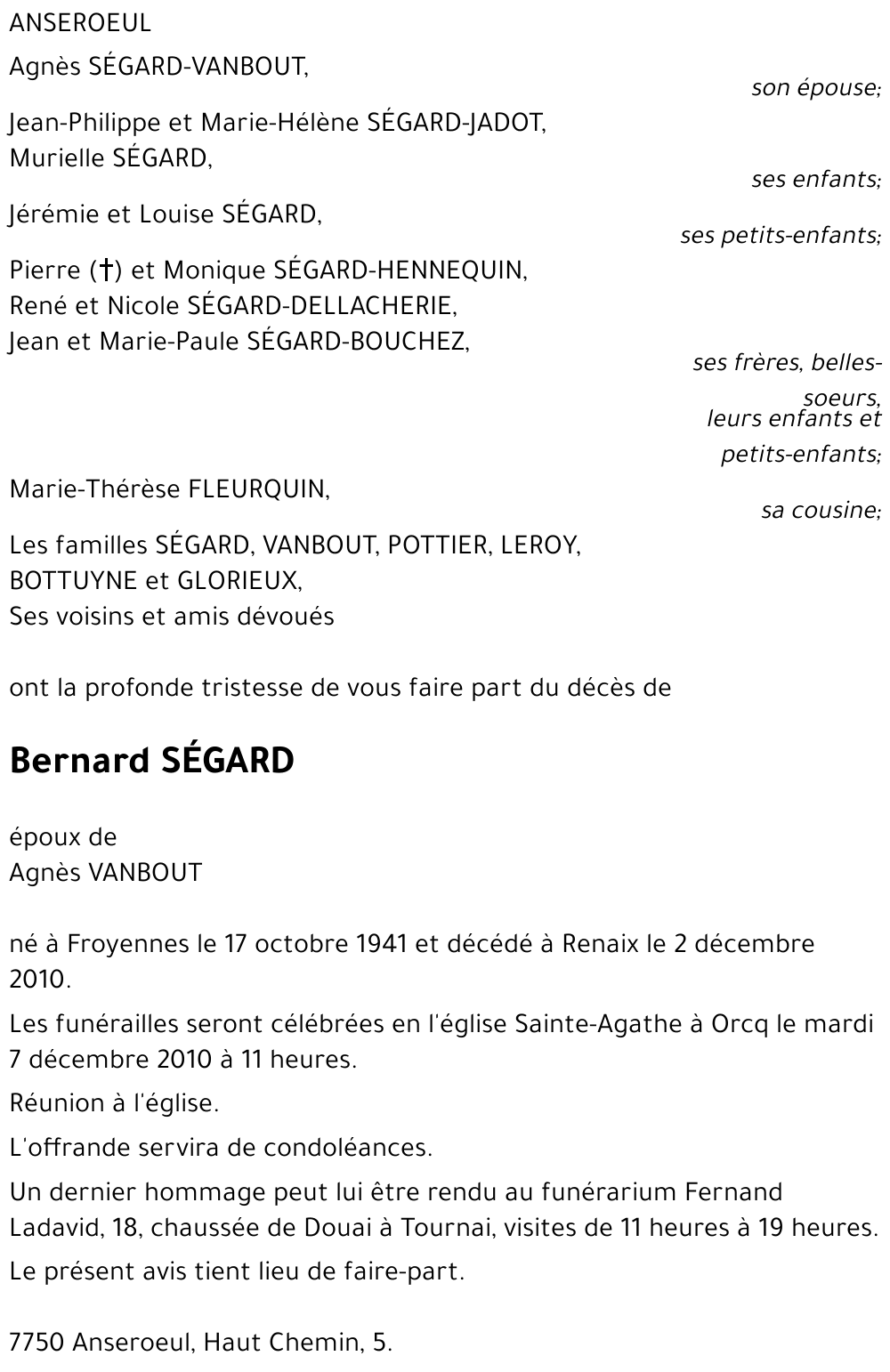 SEGARD Bernard