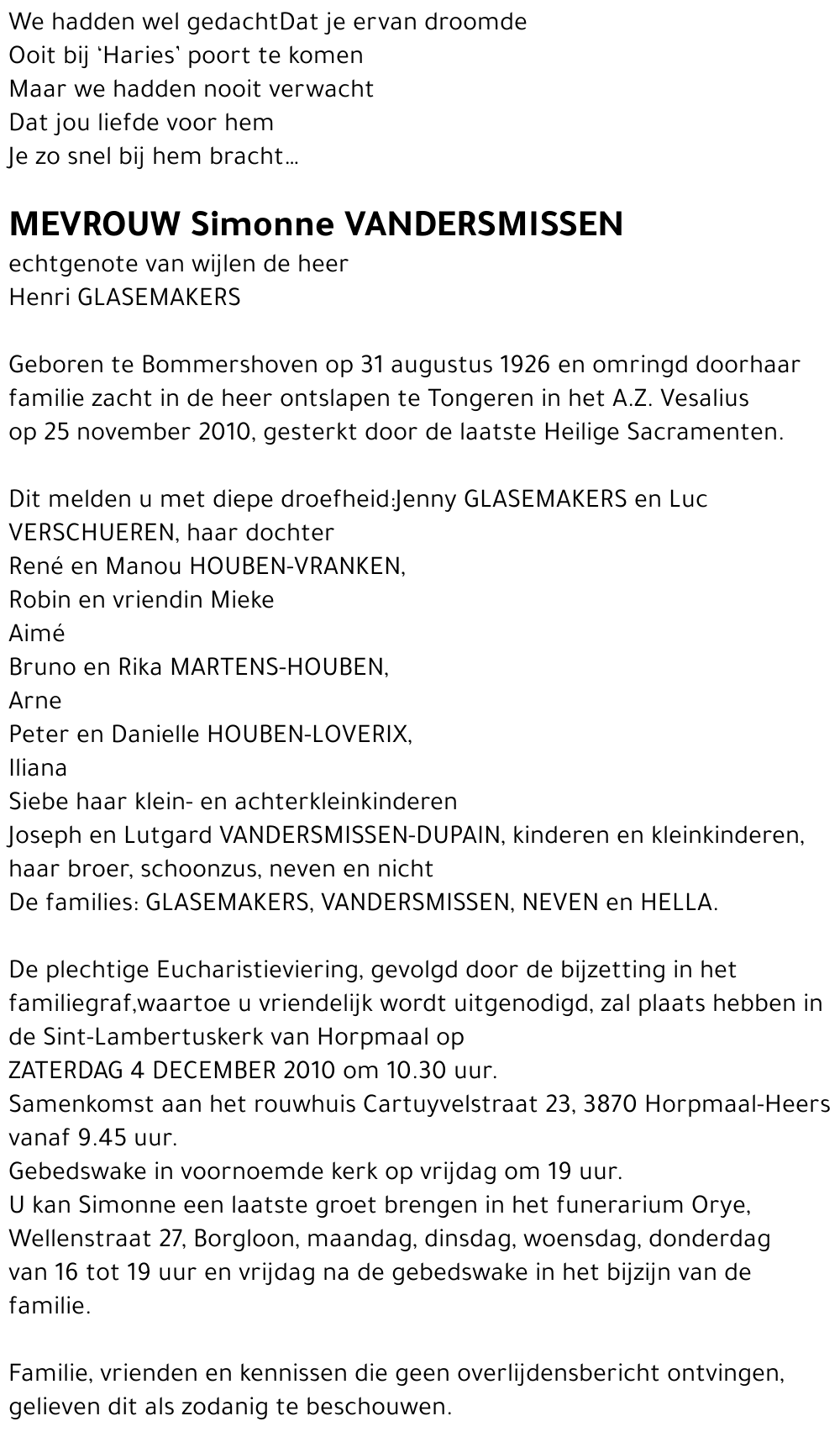 Simonne Vandersmissen