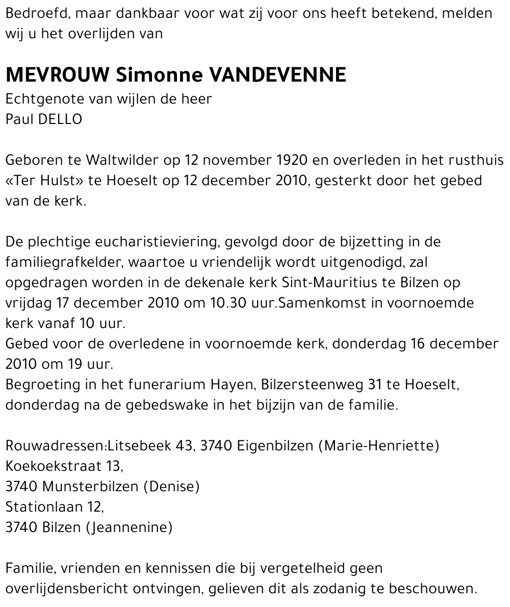 Simonne Vandevenne