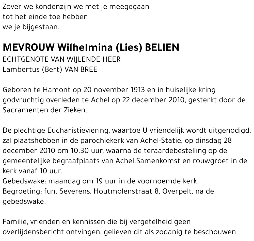 Wilhelmina (Lies) Belien